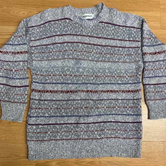 Vintage 90s Eric Rhodes Grandpa Striped Knit Crewneck Sweater Men's Size Large - Picture 1 of 7